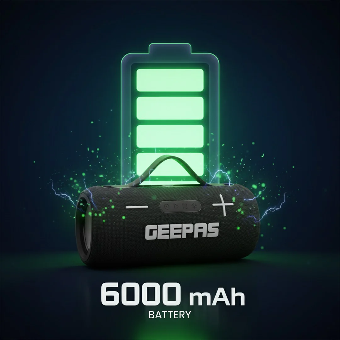 Geepas GMS11201 Water Resistant Bluetooth Speaker | Portable Wireless Design with Long Battery Life, 10m Bluetooth Range, Powerful Sound, Built-in Mic & Easy Connectivity - Image 5