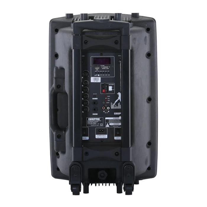 Geepas GMS8519 Rechargeable Trolley Speaker |40000W PMPO Powerful Sound| 12” Woofer| Bluetooth| USB/SD/FM| Wireless Mic| Disco LED Light |Remote Control| 2 Years Warranty - Image 4