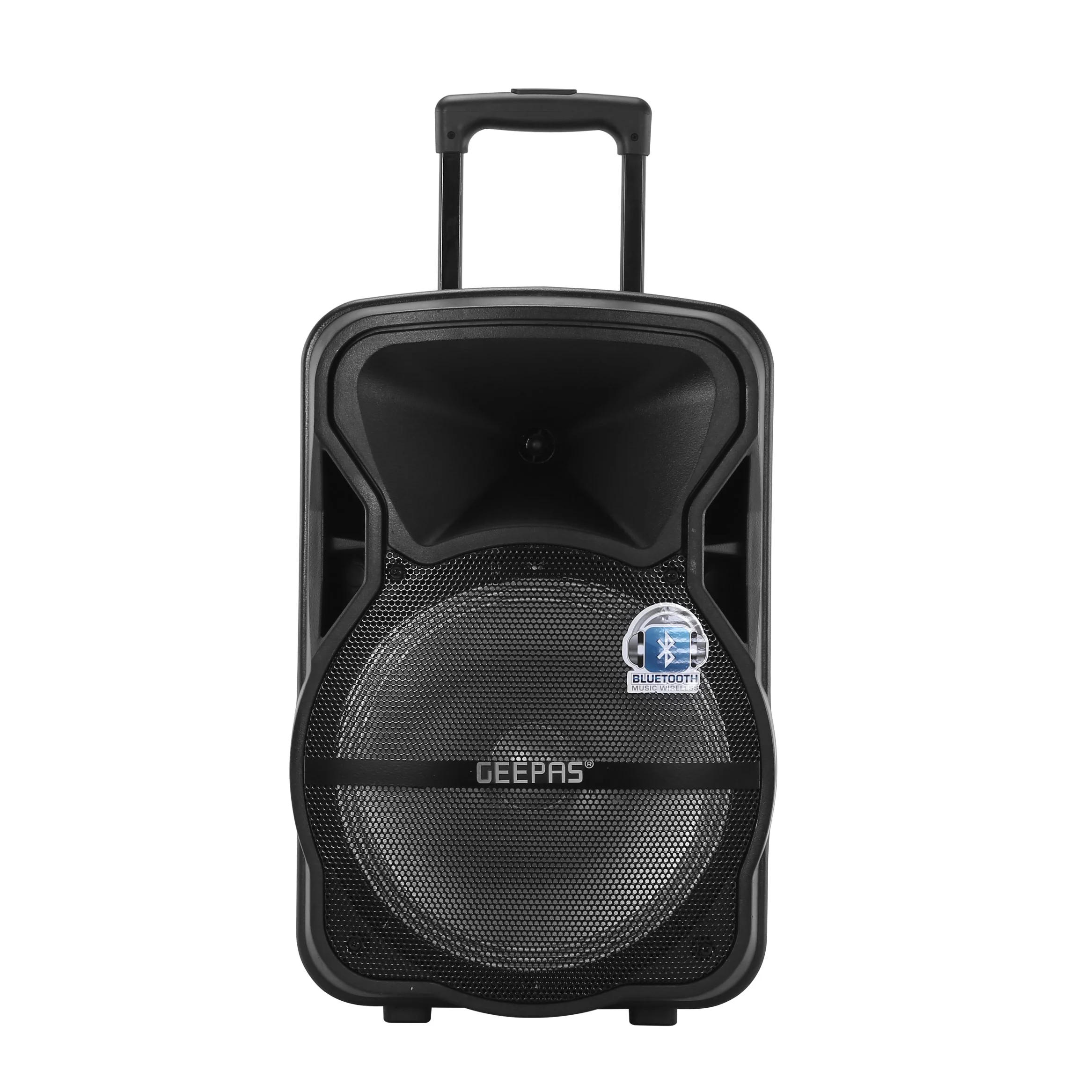 Geepas GMS8568 Portable & Rechargeable Professional Speaker | Bluetooth| USB/SD/FM| Wireless Mic| LED Disco Light| 7.4V/1800mAh Battery| Remote Control| 2 Years Warranty - Image 5