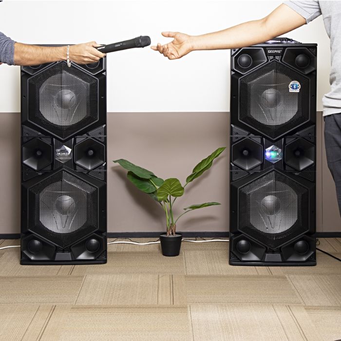 Geepas GMS8569 Professional Active Speaker System | Bluetooth| USB/SD Input| FM Stereo Radio| Wireless Microphone| LED Light| 6-Band Equalizer| 80000W PMPO Power Output - Image 3