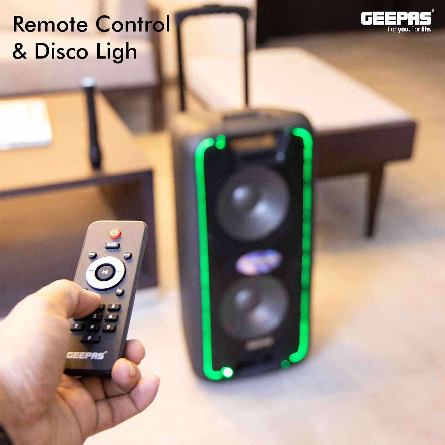 Geepas GMS8574 Portable & Rechargeable Professional Speaker | 60000W PMPO | Bluetooth Connectivity | TWS Function | FM Radio| USB/TF/AUX Input |  2-Year Warranty - Image 5