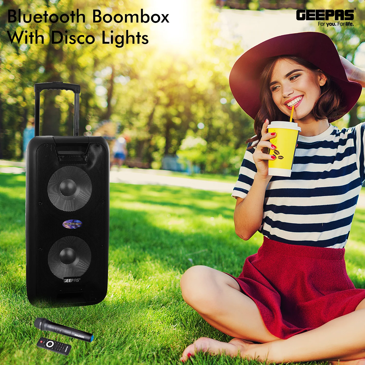 Geepas GMS8574 Portable & Rechargeable Professional Speaker | 60000W PMPO | Bluetooth Connectivity | TWS Function | FM Radio| USB/TF/AUX Input |  2-Year Warranty - Image 6