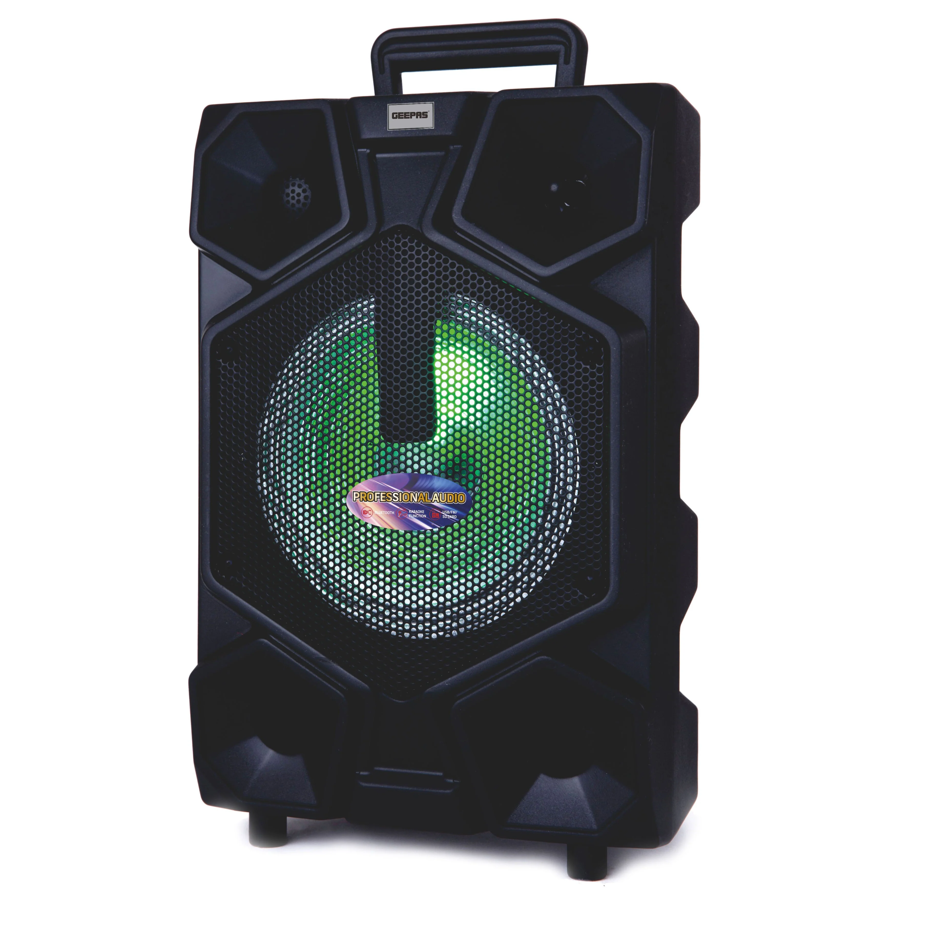 Geepas GMS8575 Portable & Rechargeable Professional Speaker | 25000W PMPO Powerful Audio System with Bluetooth| USB/TF/FM Support| RGB Lights| Wireless Microphone| - Image 4