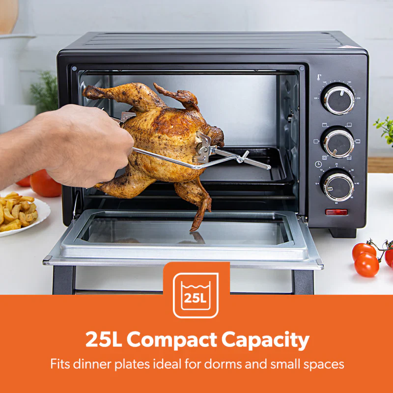Geepas GO34049 25L Electric Oven with Rotisserie | 1600W Compact & Powerful Table Top Oven| Adjustable Temperature & Timer Control| Easy to Clean Design| 2 Years Warranty - Image 3