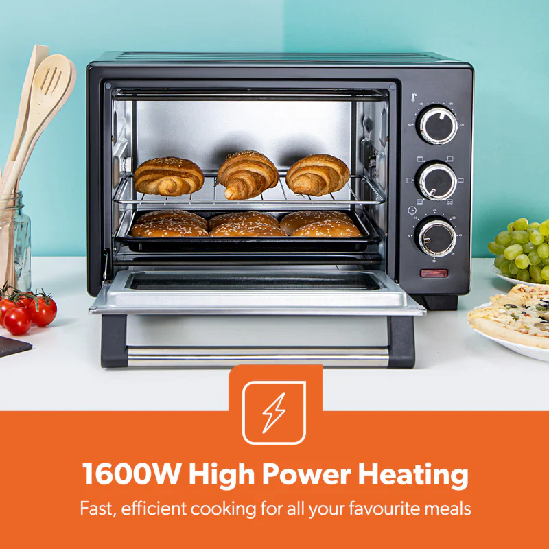 Geepas GO34049 25L Electric Oven with Rotisserie | 1600W Compact & Powerful Table Top Oven| Adjustable Temperature & Timer Control| Easy to Clean Design| 2 Years Warranty - Image 4