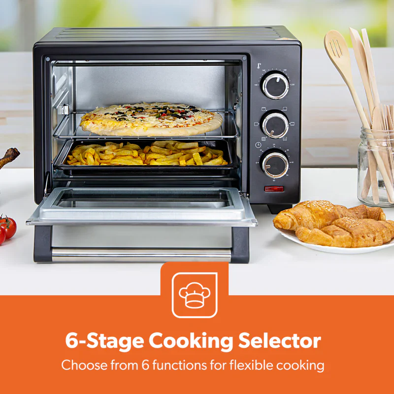 Geepas GO34049 25L Electric Oven with Rotisserie | 1600W Compact & Powerful Table Top Oven| Adjustable Temperature & Timer Control| Easy to Clean Design| 2 Years Warranty - Image 7