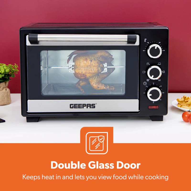 Geepas GO34049 25L Electric Oven with Rotisserie | 1600W Compact & Powerful Table Top Oven| Adjustable Temperature & Timer Control| Easy to Clean Design| 2 Years Warranty - Image 8