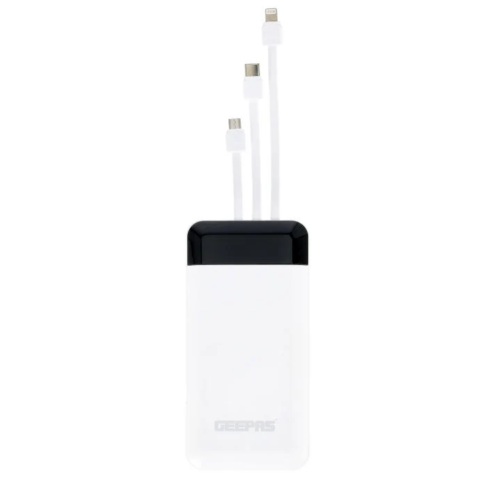 Geepas GPB58055 10000mAh Powerbank | Fast Charging Portable Charger | Built-in iPhone/Android/Type-C Cables| Multi-Device Support|  Phone Holder & 2 Years Warranty - Image 2