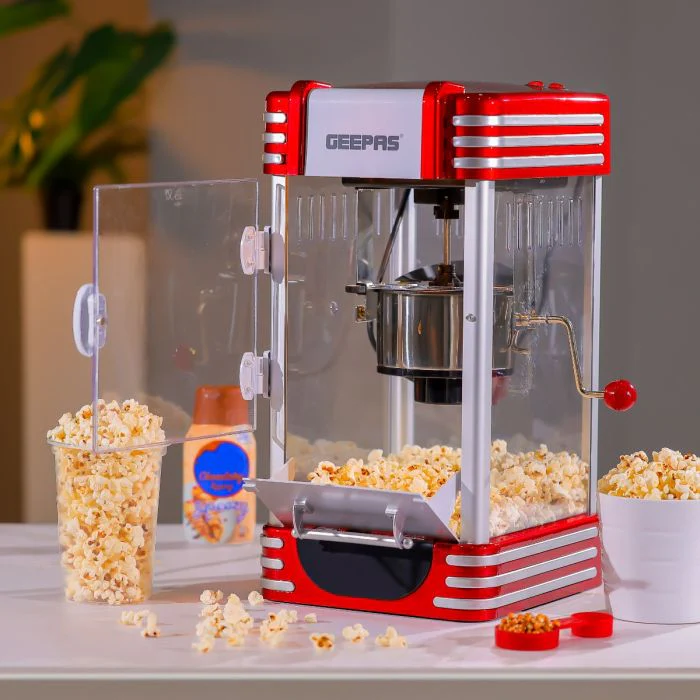 Geepas GPM839 Popcorn Maker | 310W Power | Stainless Steel Bowl | Oil-Free Preparation| Easy to Clean | On/Off Switch | Attractive Retro Design | 2 Years Warranty - Image 4