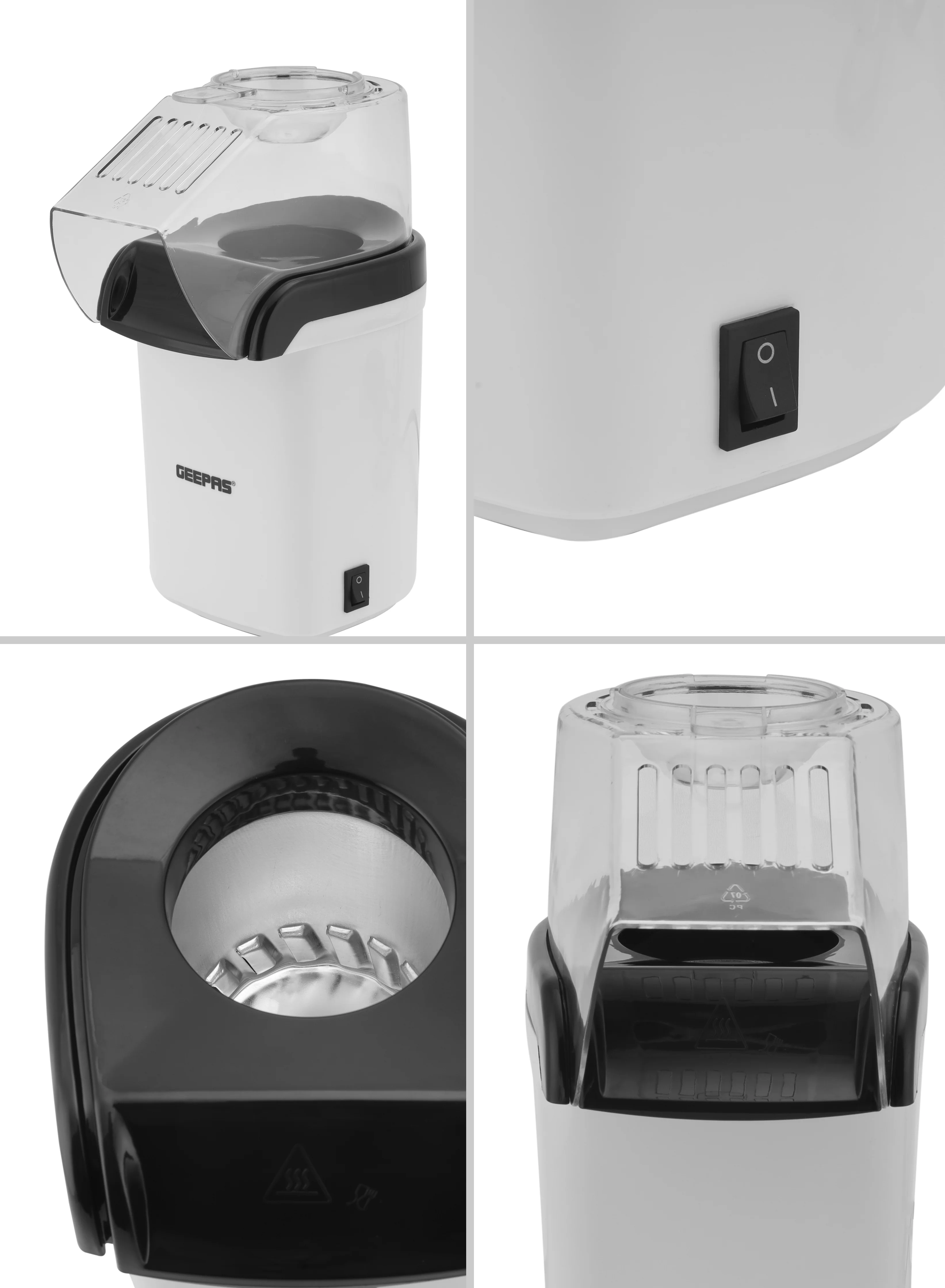 Geepas GPM840 Popcorn Maker | 1200W Hot Air Popcorn Machine | Large Capacity| Oil-Free Preparation| Easy One-Touch Operation| Compact & Stylish Design | 2 Years Warranty - Image 7