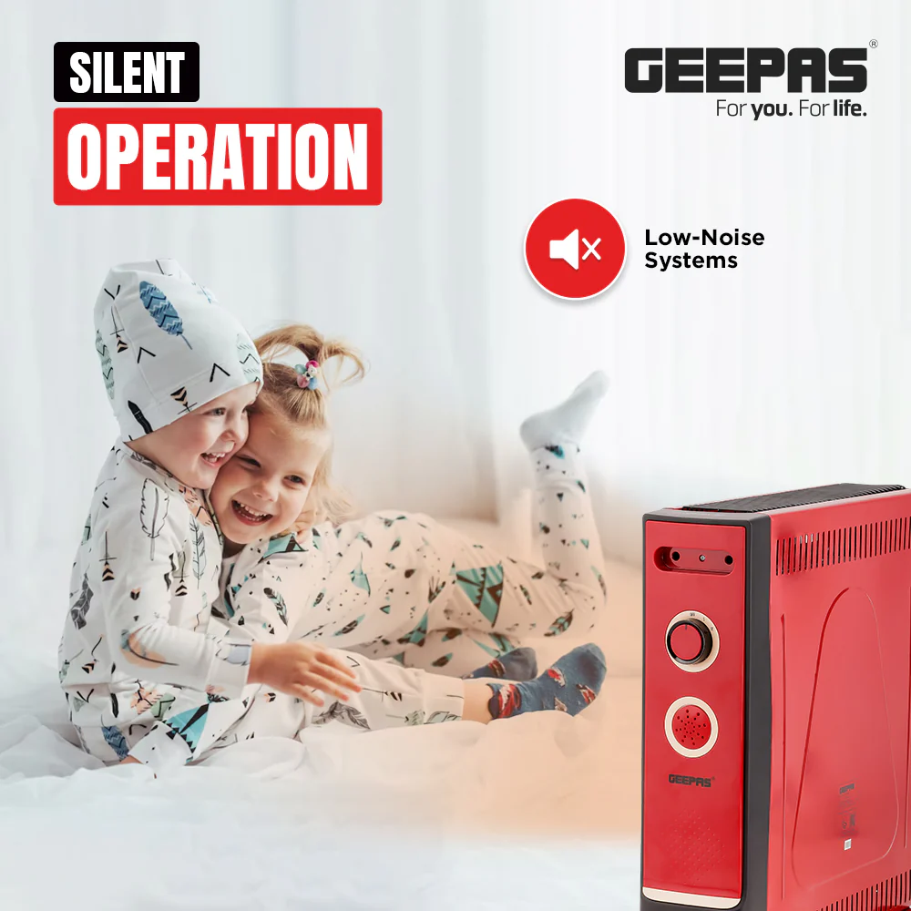 Geepas GQH9108 2200W Quartz Heater | 2 Heat Settings| Silent Operation| Adjustable Thermostat | Portable Design with Wheels| Energy Efficient & Safe | 2 Years Warranty - Image 4