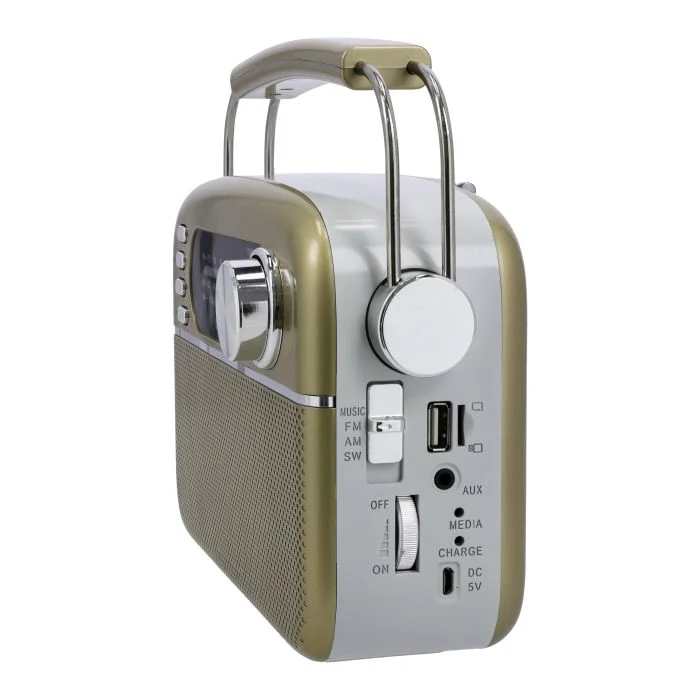 Geepas GR13015 Rechargeable Radio with Bluetooth | AM/FM/SW 3-Band Radio| USB/TF MP3 Player| AUX Input| AC/DC Dual Power Operation| Classic Retro Design| 2 Years Warranty - Image 3