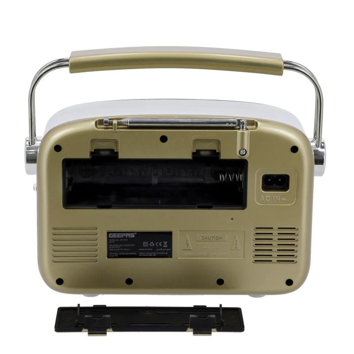 Geepas GR13015 Rechargeable Radio with Bluetooth | AM/FM/SW 3-Band Radio| USB/TF MP3 Player| AUX Input| AC/DC Dual Power Operation| Classic Retro Design| 2 Years Warranty - Image 5