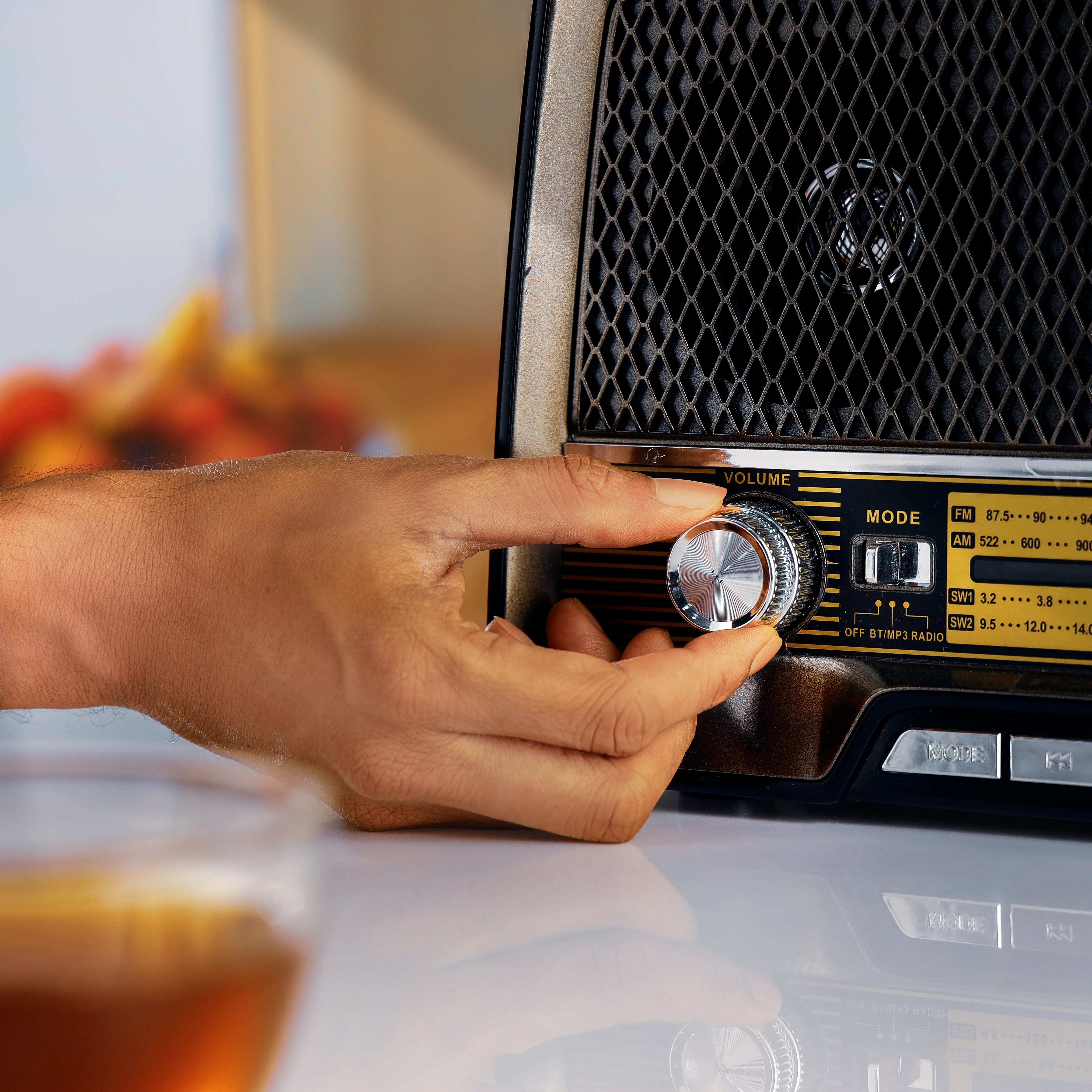 Geepas GR13016  Rechargeable Radio | Bluetooth | USB | TF & 4-Band Radio | Classic Wooden Design | Long-Lasting Battery | Portable Music Player | 2-Year Warranty - Image 4