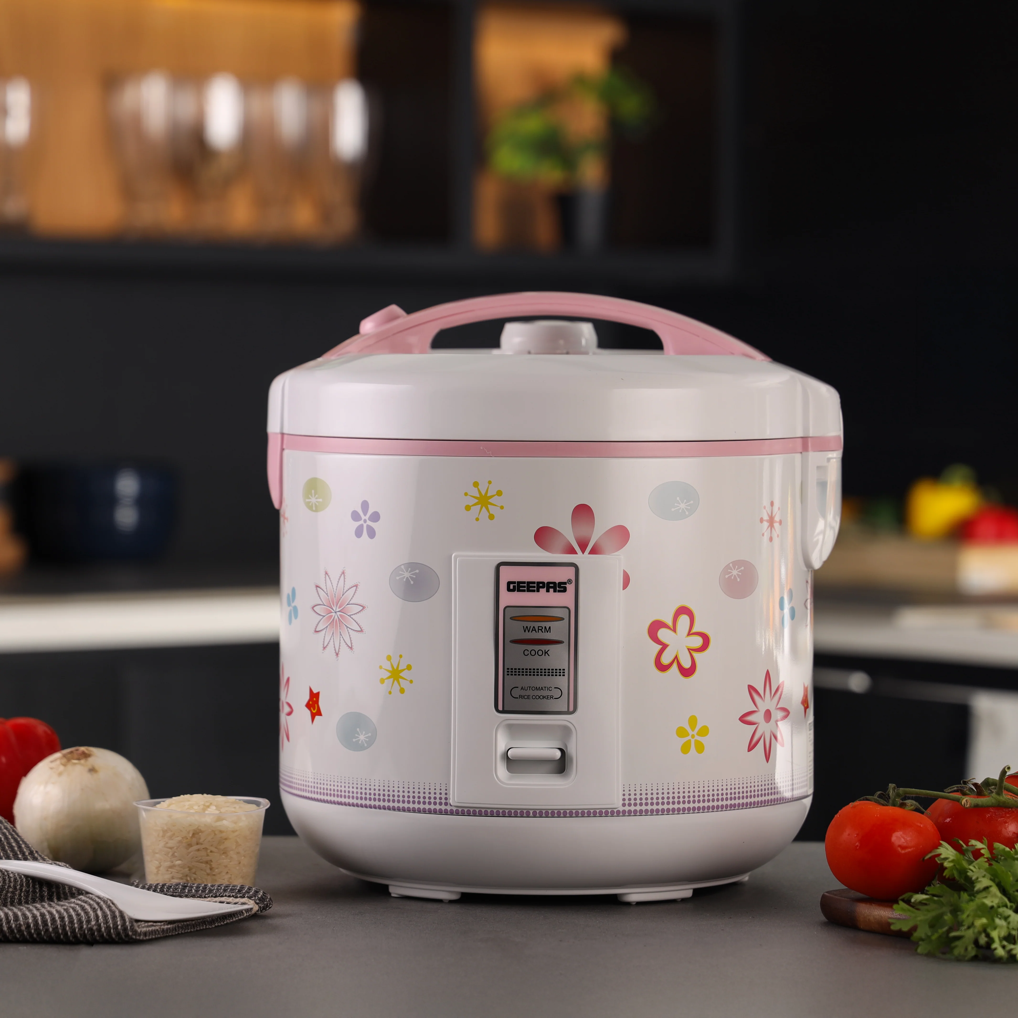 Geepas GRC35023 3.2L Automatic Rice Cooker | Cook, Steam & Keep Warm | Non-Stick Inner Pot | Detachable Cord | Includes Measuring Cup & Spoon | White | 2Y Warranty - Image 2