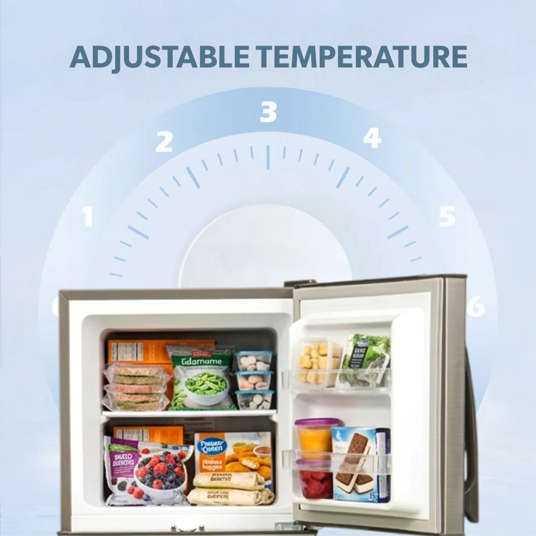 Geepas GRF2209SXE Double Door Defrost Refrigerator | Instant Cooling| Low Noise Operation| Adjustable Temperature Control|  Lock & Key| Silver Finish for Modern Kitchens - Image 4