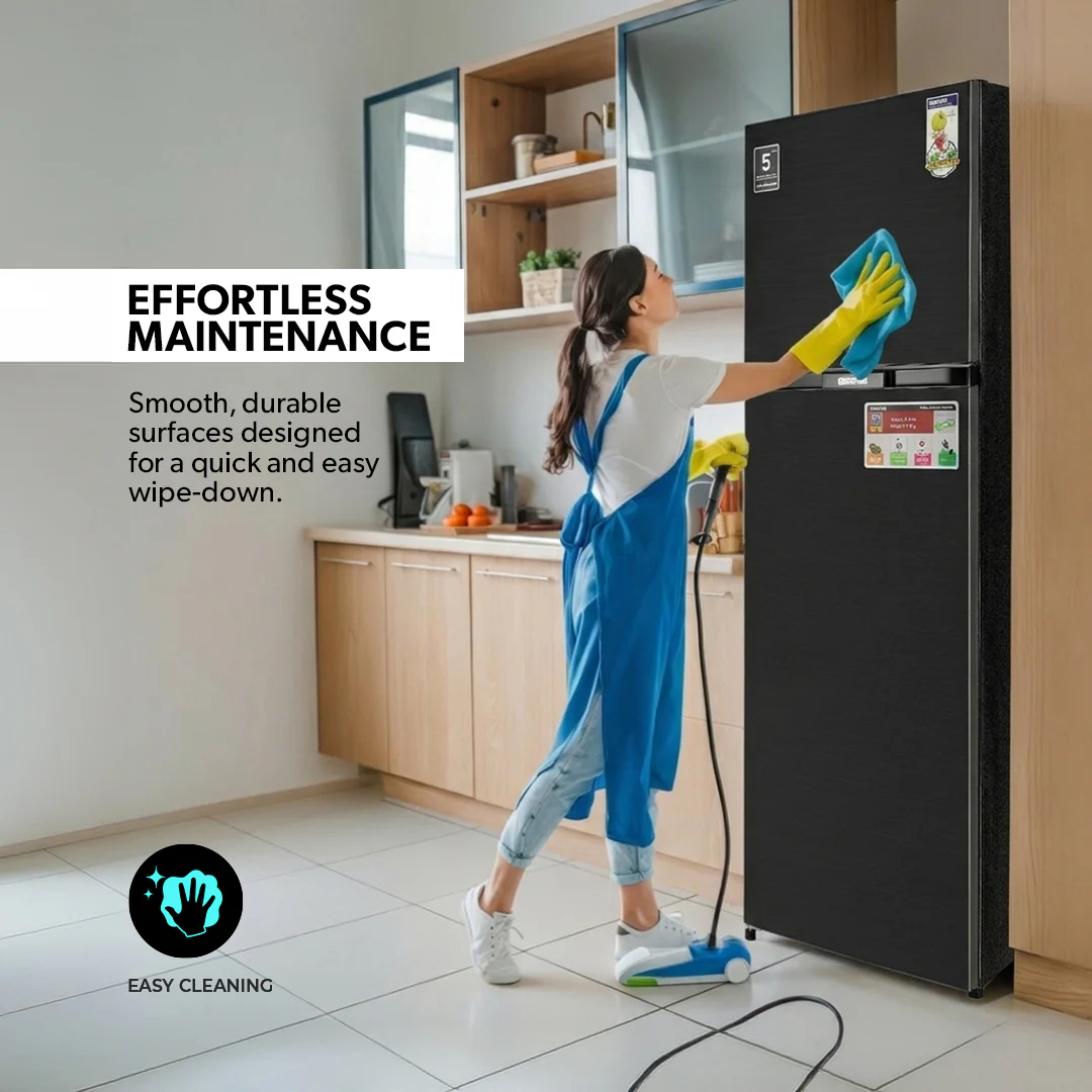 Geepas GRF3207SSXXN No Frost Double Door Refrigerator with Inverter Technology | Multi Air Flow  | Twist Ice Maker | Large Storage Capacity | Stainless Steel Finish - Image 5