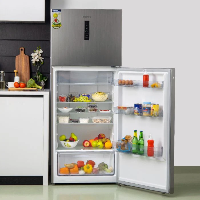 Geepas GRF5109SXHN 500L Double Door Refrigerator - Digital Temperature Control Quick Cooling & Long-lasting Freshness, Recessed Handle, Low Noise, Low Energy Consumption, Defrost Refrigerator - Image 4