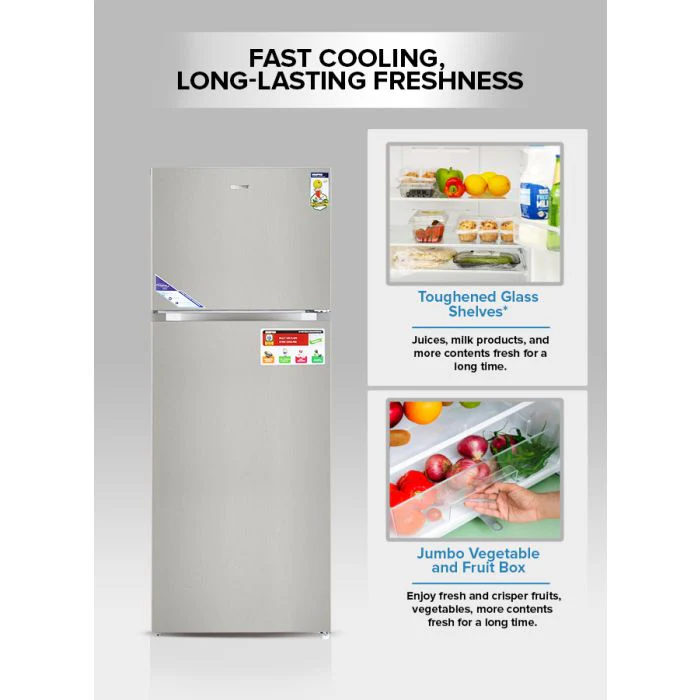 Geepas GRF6021SSXN 595L No Frost Double Door Refrigerator - Durable Low Consumption Fast Cooling & Low Noise | Preserves Freshness, Tempered Glass Shelves - Image 4