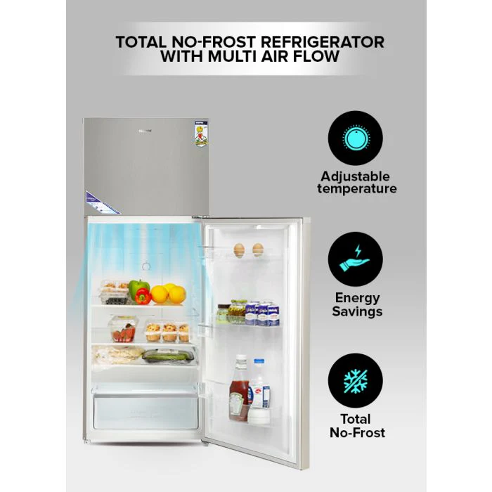 Geepas GRF6021SSXN 595L No Frost Double Door Refrigerator - Durable Low Consumption Fast Cooling & Low Noise | Preserves Freshness, Tempered Glass Shelves - Image 5