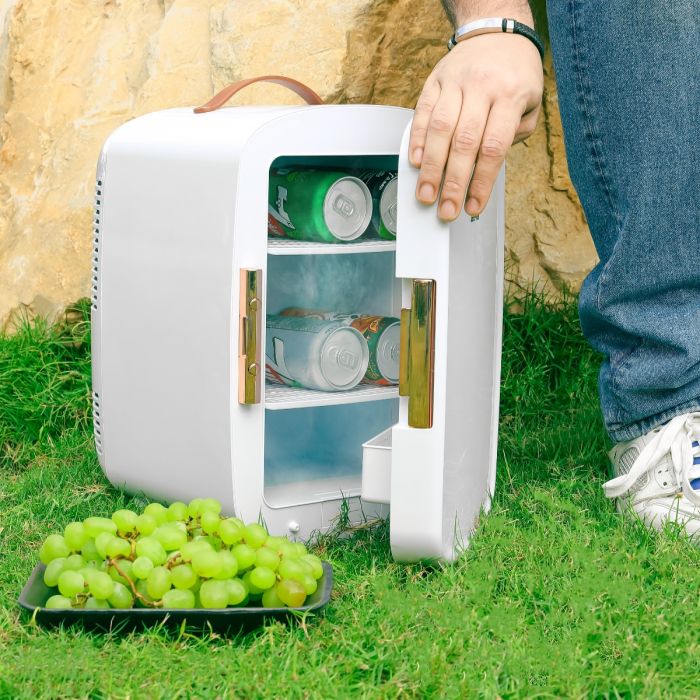 Geepas 10 L Mini Refrigerator- GRF63052| Semiconductor Direct Cooling, AC/DC Working| Easy to Carry, Perfect for Camping, Picnic, Trips, Boating| White, 2 Years Warranty - Image 3