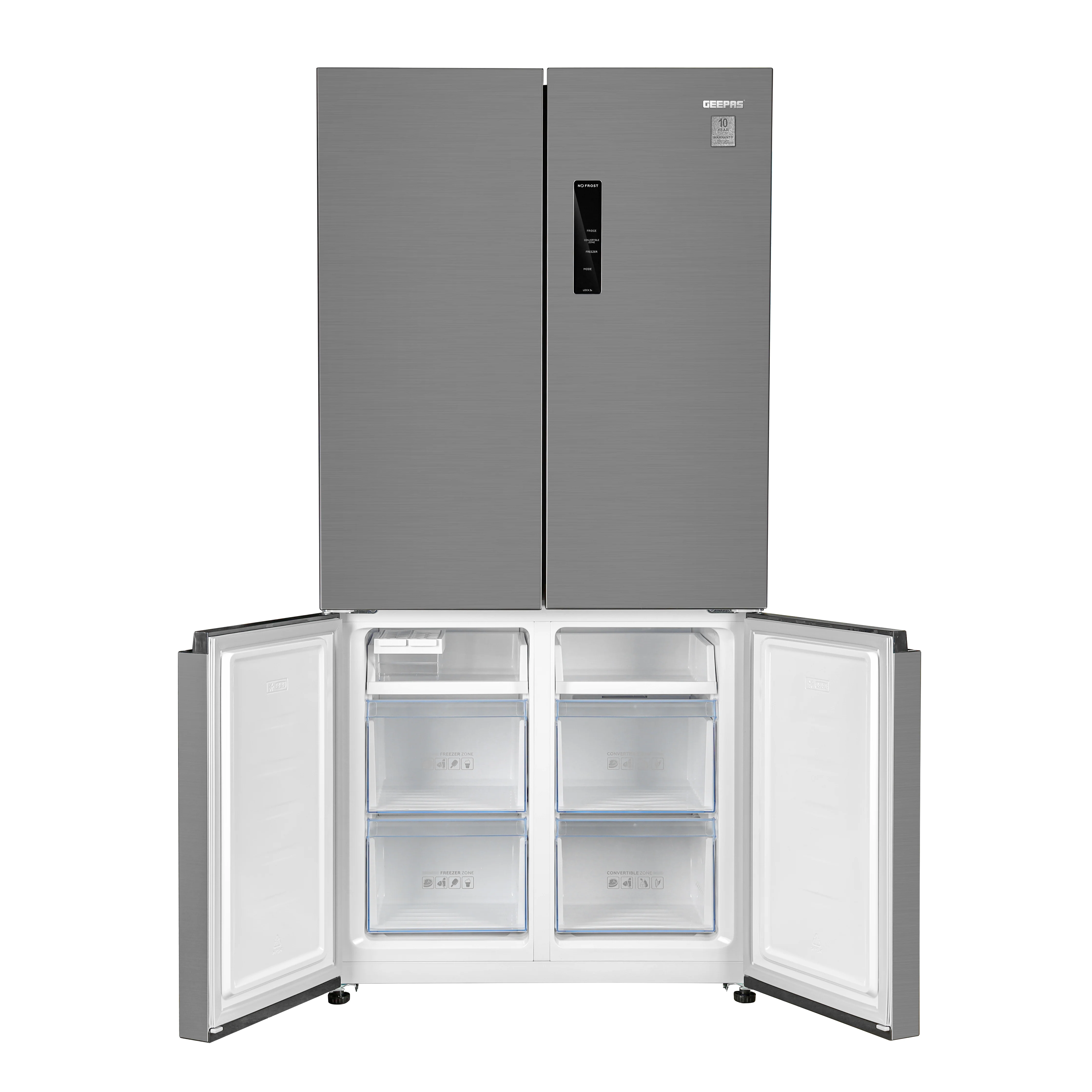 Geepas Side by Side Refrigerator Freezer- GRFM6954XHN/ Multi-Airflow with Interior Light and Unbreakable Glass Shelves/ Large Space and Inverter Compressor with Smart Cooling - Image 3