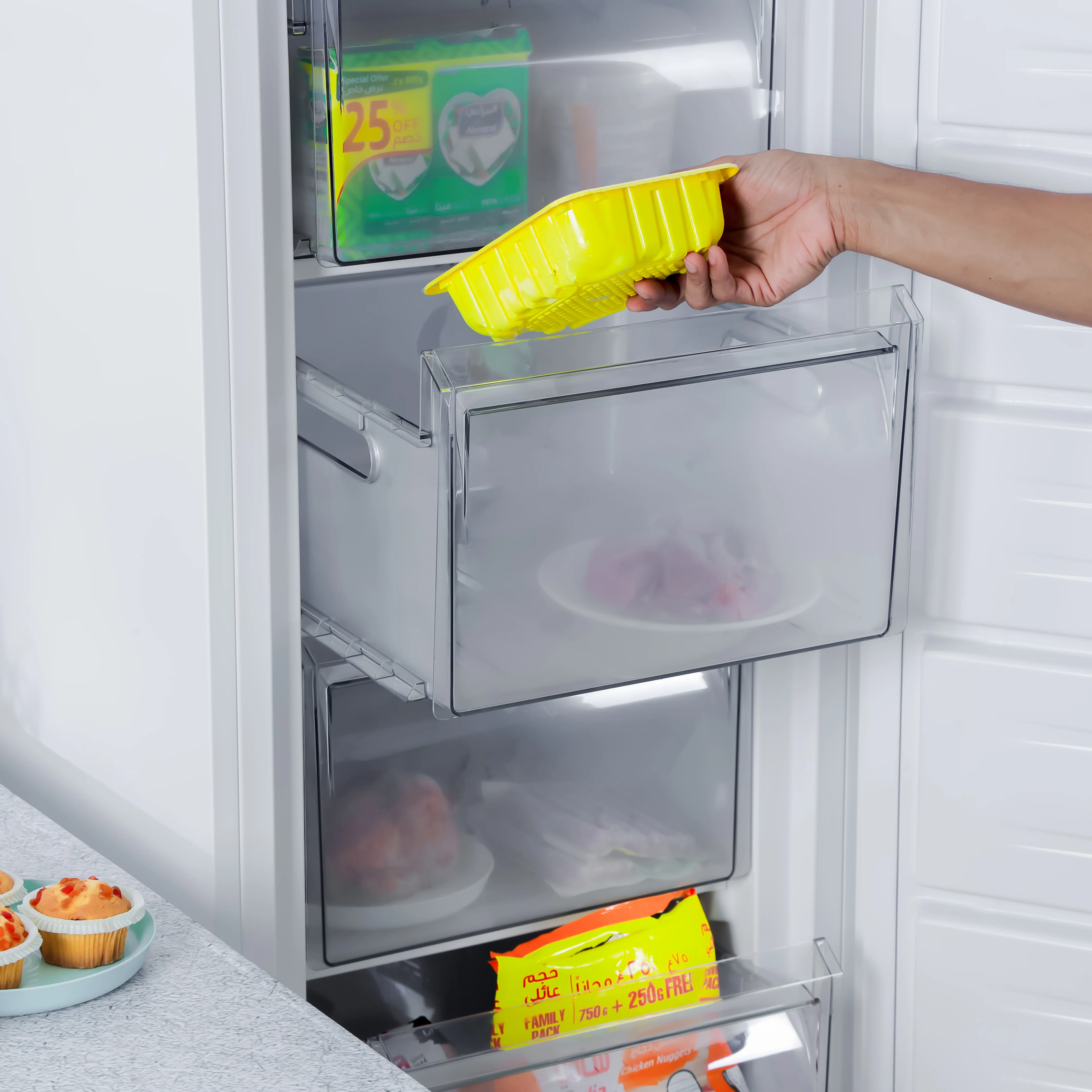 Geepas GRFU2006 Upright Freezer | 200L Capacity| -18°C Cooling| Tropical Compressor | 6 Crystal Drawers| Adjustable Thermostat|  3-Star ESMA Rating | 1-Year Warranty - Image 6