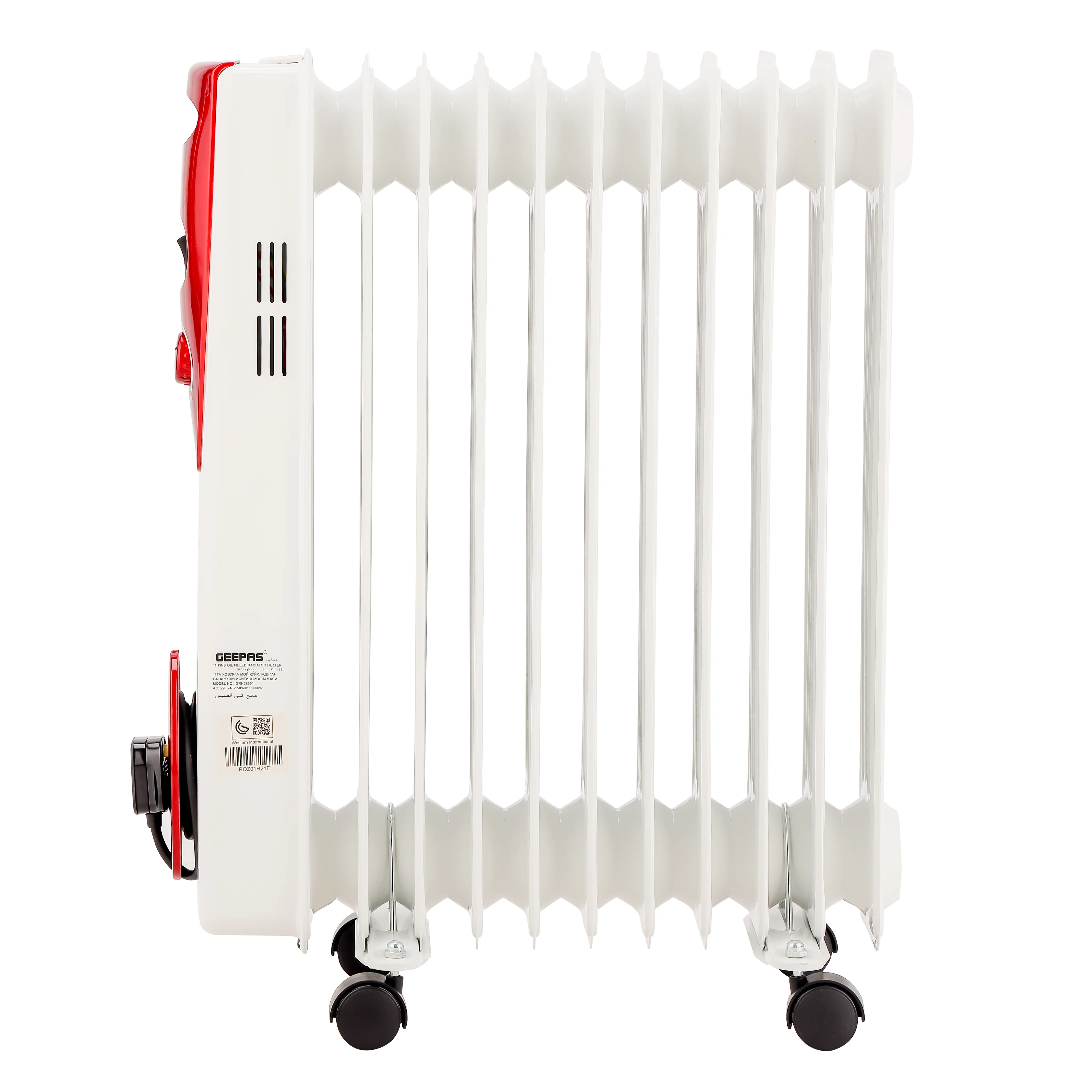 Geepas GRH28501 11 Fins Oil Filled Radiator Heater | Adjustable Thermostat | 3 Heat Settings | Silent Operation | Safety Protection & Castor Wheels for Home Heating - Image 3