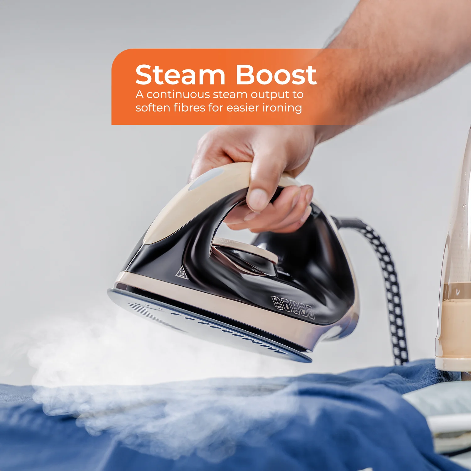Geepas GS124032UK 2400W Steam Station | 1.2L Detachable Water Tank | Ceramic Coated Soleplate | Steam Boost Function & Adjustable Temperature Control | 2 Years Warranty - Image 3