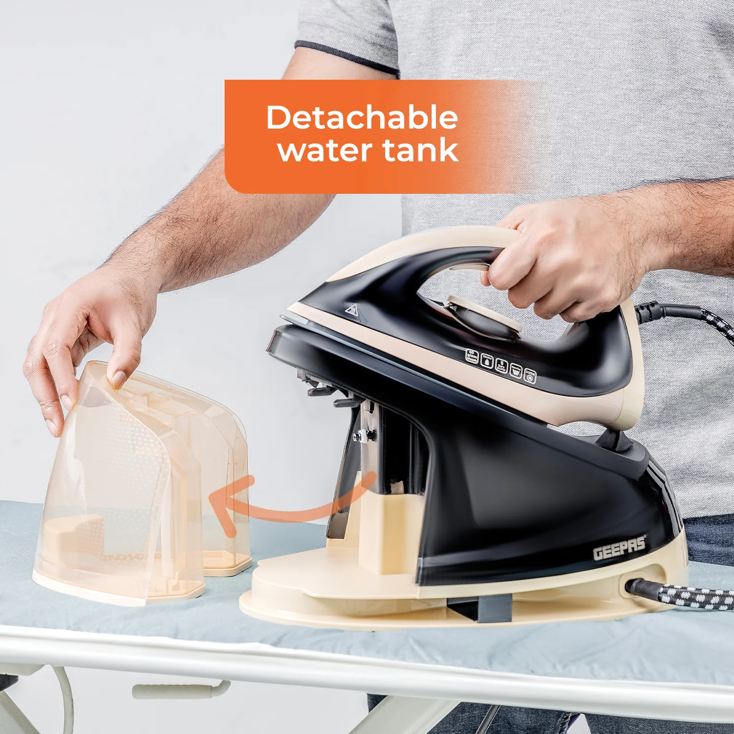 Geepas GS124032UK 2400W Steam Station | 1.2L Detachable Water Tank | Ceramic Coated Soleplate | Steam Boost Function & Adjustable Temperature Control | 2 Years Warranty - Image 6