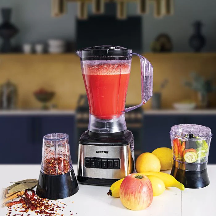 Geepas GSB44017 500W 3 in 1 Stainless Steel Blender - 8 Speed Control |1.5L Plastic jar| 4 Sharp Blades & 2 Blending Preset Juicer| Anti-Slip feet Design| 2 Year Warranty - Image 5