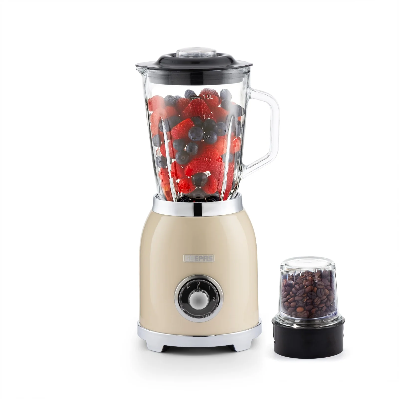 Geepas GSB44044UK-CR 800W 2-in-1 Blender with Grinder | 1.5L Glass Jar | Stainless Steel Blades | Pulse Speed Control and Stylish NordiQ Design for Home Kitchens - Image 3
