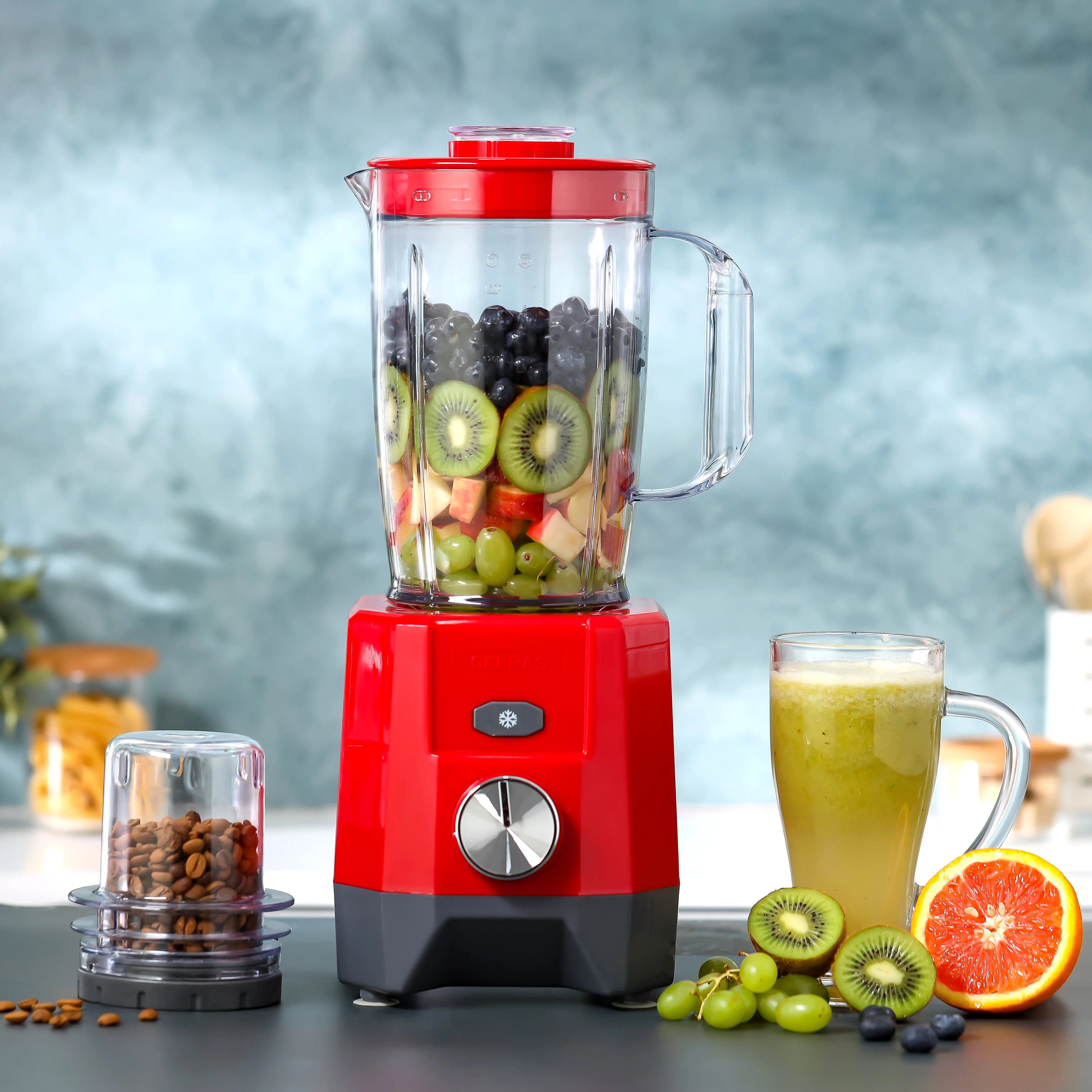 Geepas 2-in-1 Blender- GSB44107/ 650 W,  2 Speed Setting & Pulse/ Transparent and Unbreakable Jars with Stainless Steel Blade, Grinder Attachment/  2 Years Warranty - Image 2