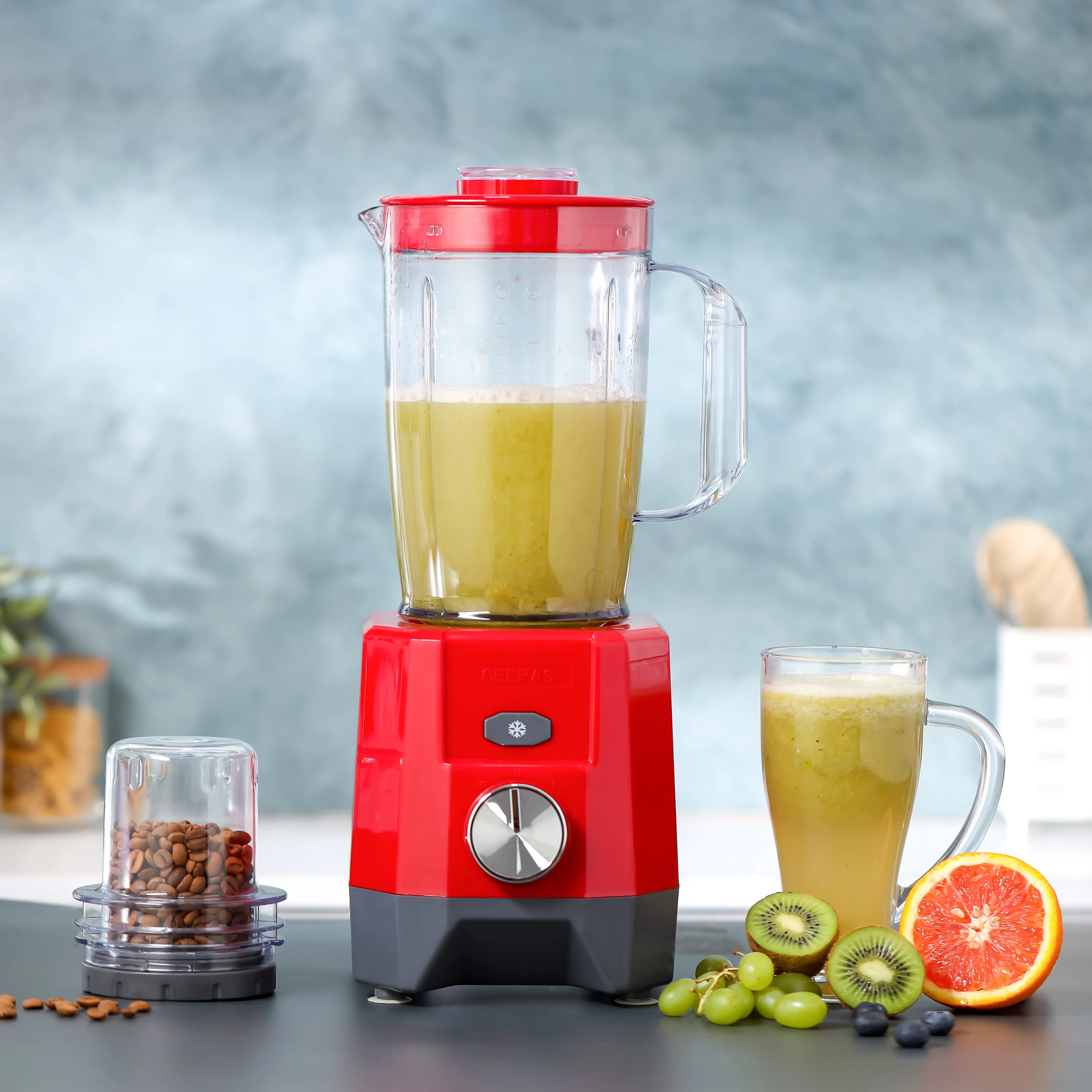 Geepas 2-in-1 Blender- GSB44107/ 650 W,  2 Speed Setting & Pulse/ Transparent and Unbreakable Jars with Stainless Steel Blade, Grinder Attachment/  2 Years Warranty - Image 3