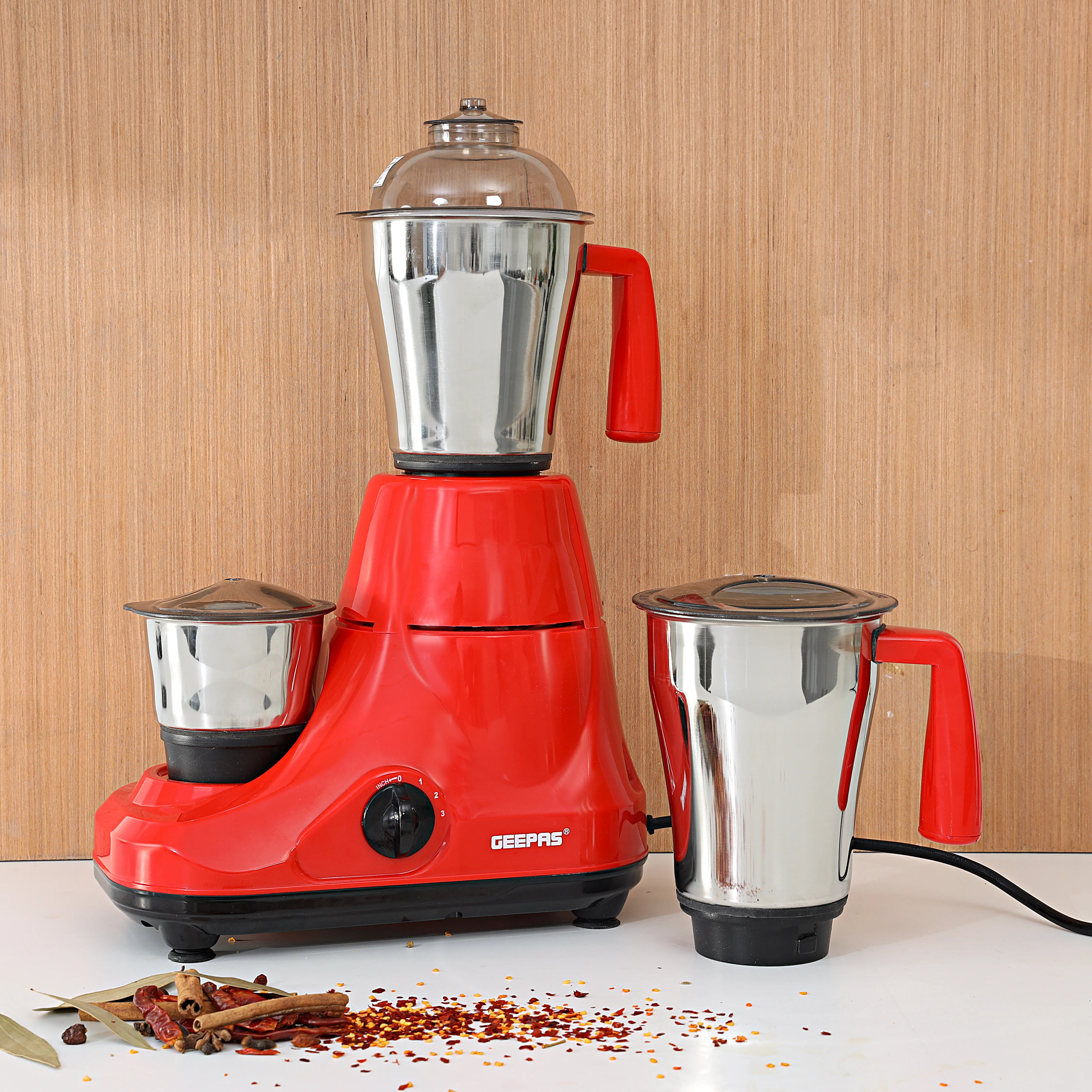 Geepas 3-in-1 Mixer Grinder | Powerful Motor with Stainless Steel Jars | Multi-Purpose Appliance for Grinding, Mixing & Blending | Sharp Blades | 2-Year Warranty - Image 2