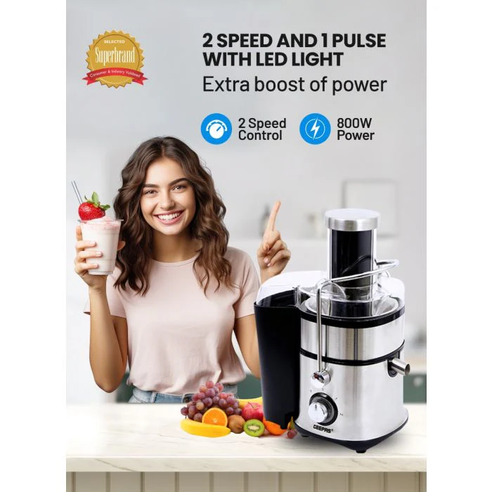 Geepas GSB5451 4 in 1 Juicer & Blender| 800W Stainless Steel Body| Wide Feeding Tube| 2 Speed + Pulse| Juicer, Blender| Grinder & Chopper|Unbreakable Jars|2 Year Warranty - Image 6