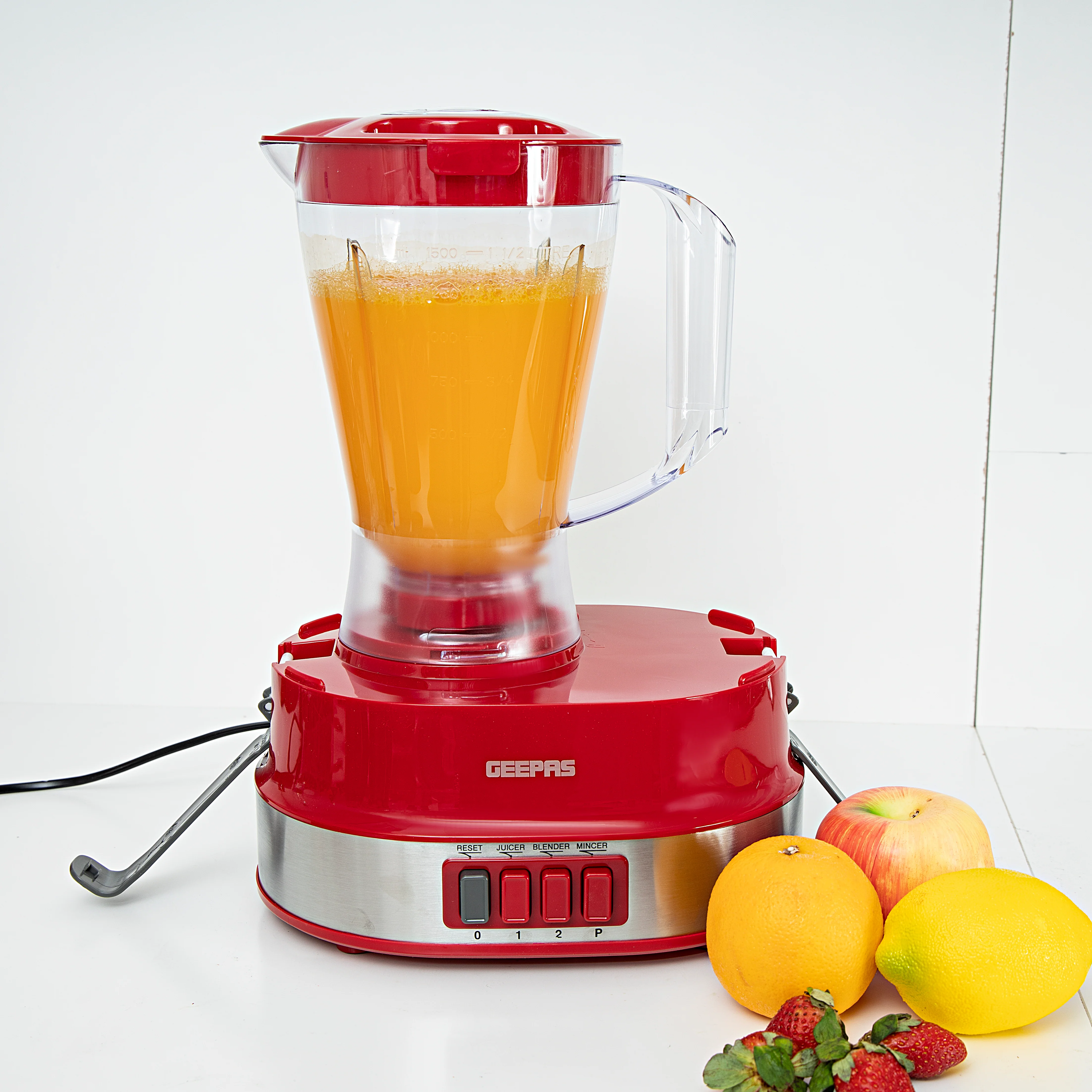 Geepas GSB9990 4-in-1 Food Processor Electric Blender & Juicer | 2 Speed with Pulse & Safety Interlock| Multi-Functional  Juicer & Blender| Coffee Grinder & Mill Included - Image 3