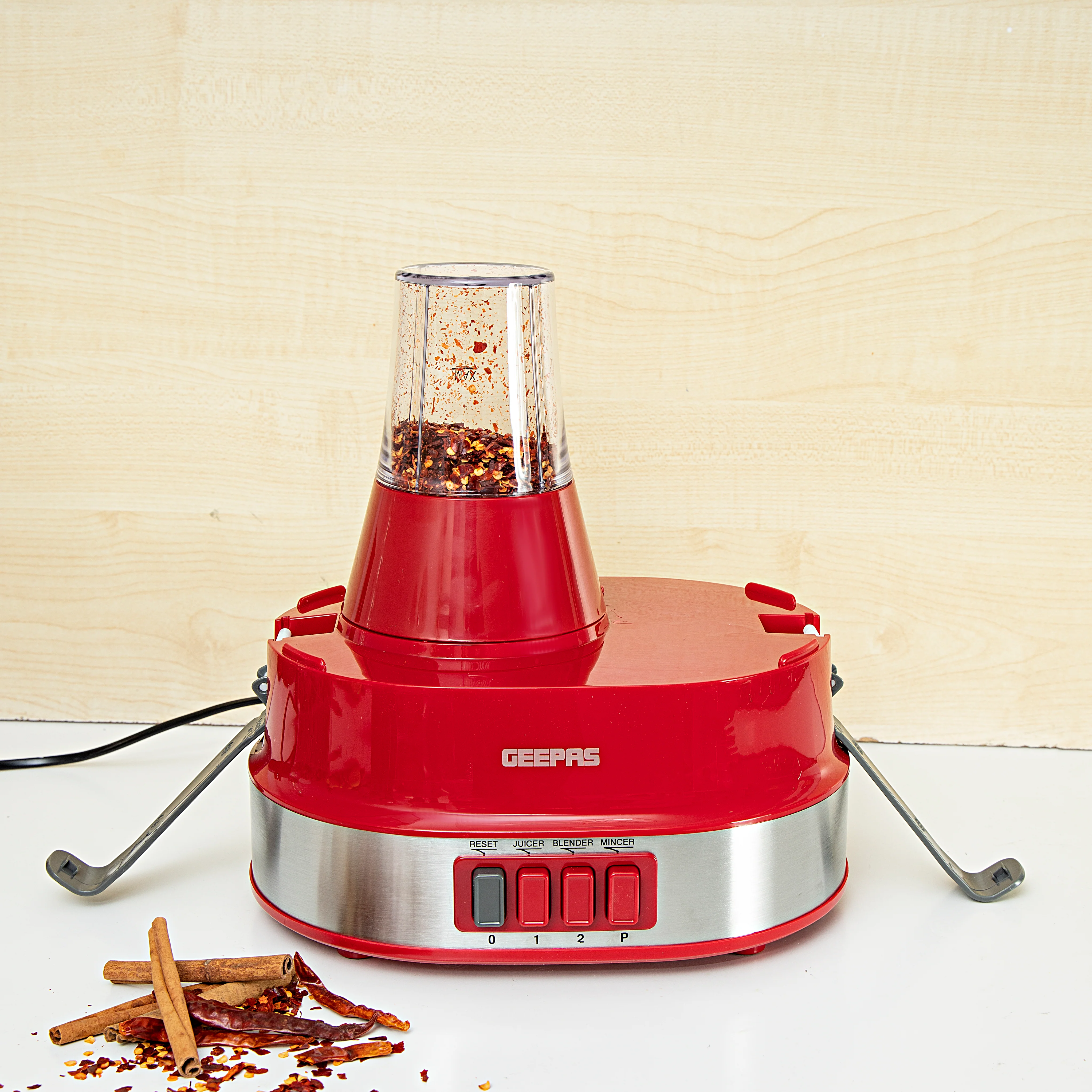 Geepas GSB9990 4-in-1 Food Processor Electric Blender & Juicer | 2 Speed with Pulse & Safety Interlock| Multi-Functional  Juicer & Blender| Coffee Grinder & Mill Included - Image 4