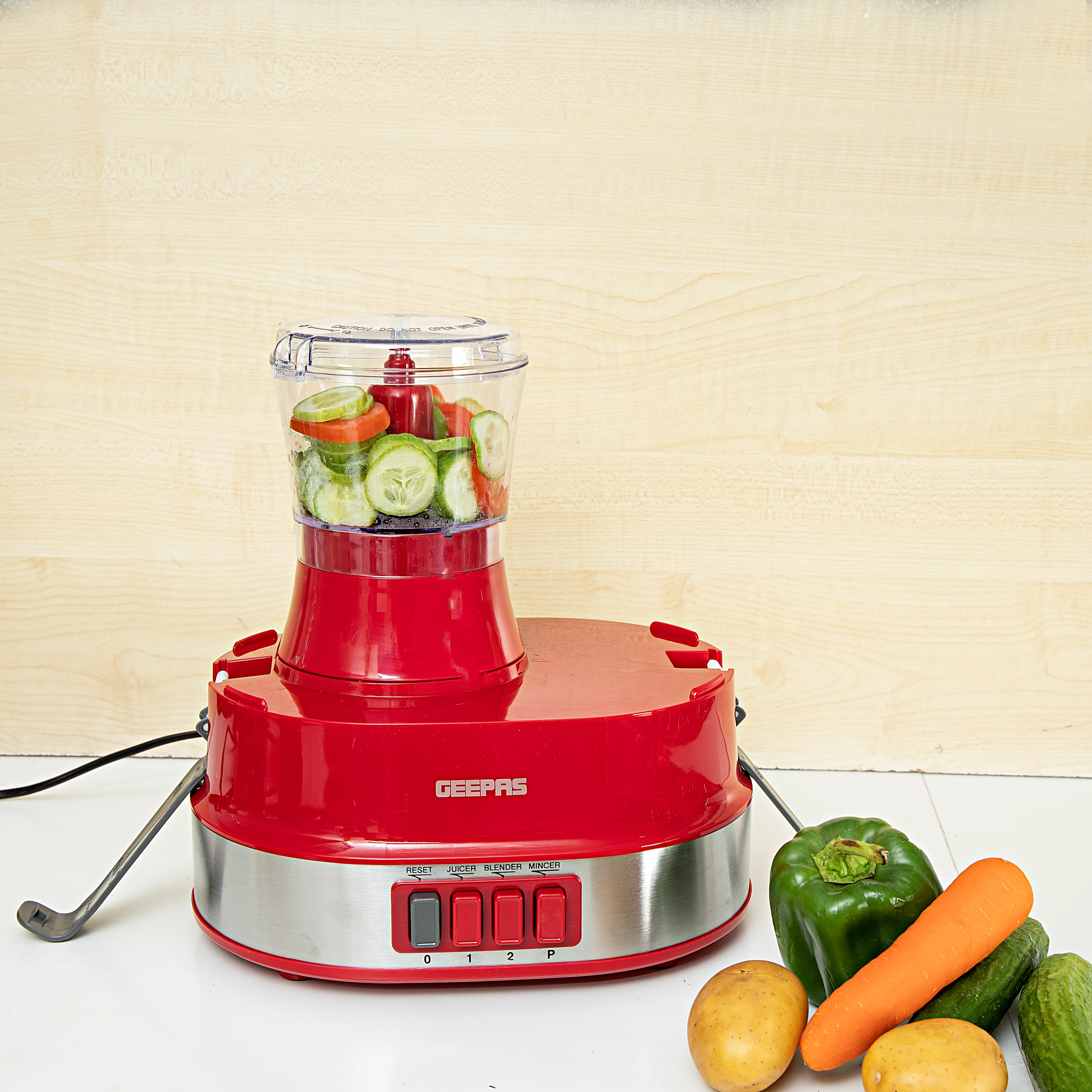 Geepas GSB9990 4-in-1 Food Processor Electric Blender & Juicer | 2 Speed with Pulse & Safety Interlock| Multi-Functional  Juicer & Blender| Coffee Grinder & Mill Included - Image 5