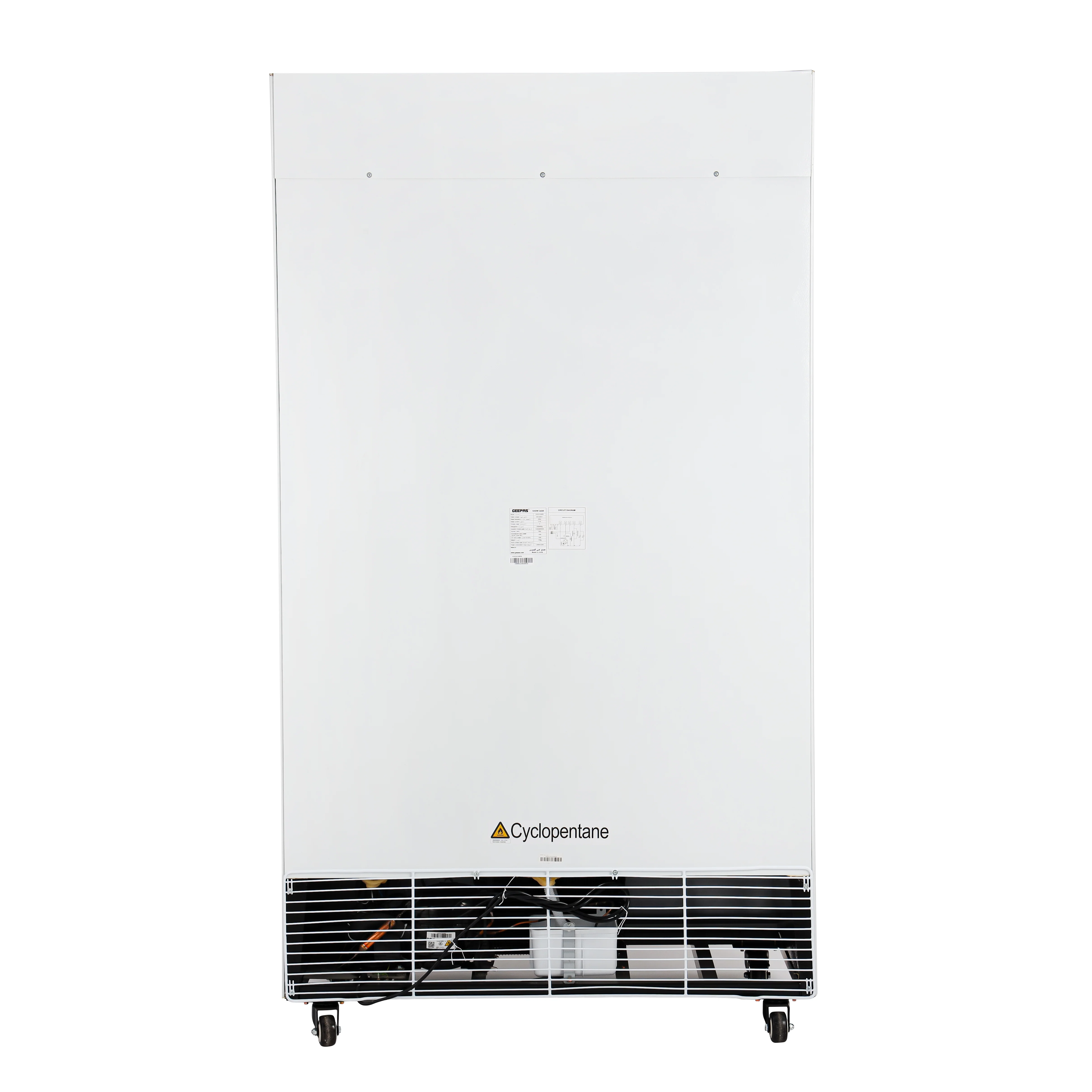 Geepas GSC7001RN Double Door Showcase Chiller 700L | No Frost | Fan Cooling | LED Digital Temperature Control | Lock & Key | Vertical LED Lighting | 1 Year Warranty - Image 5
