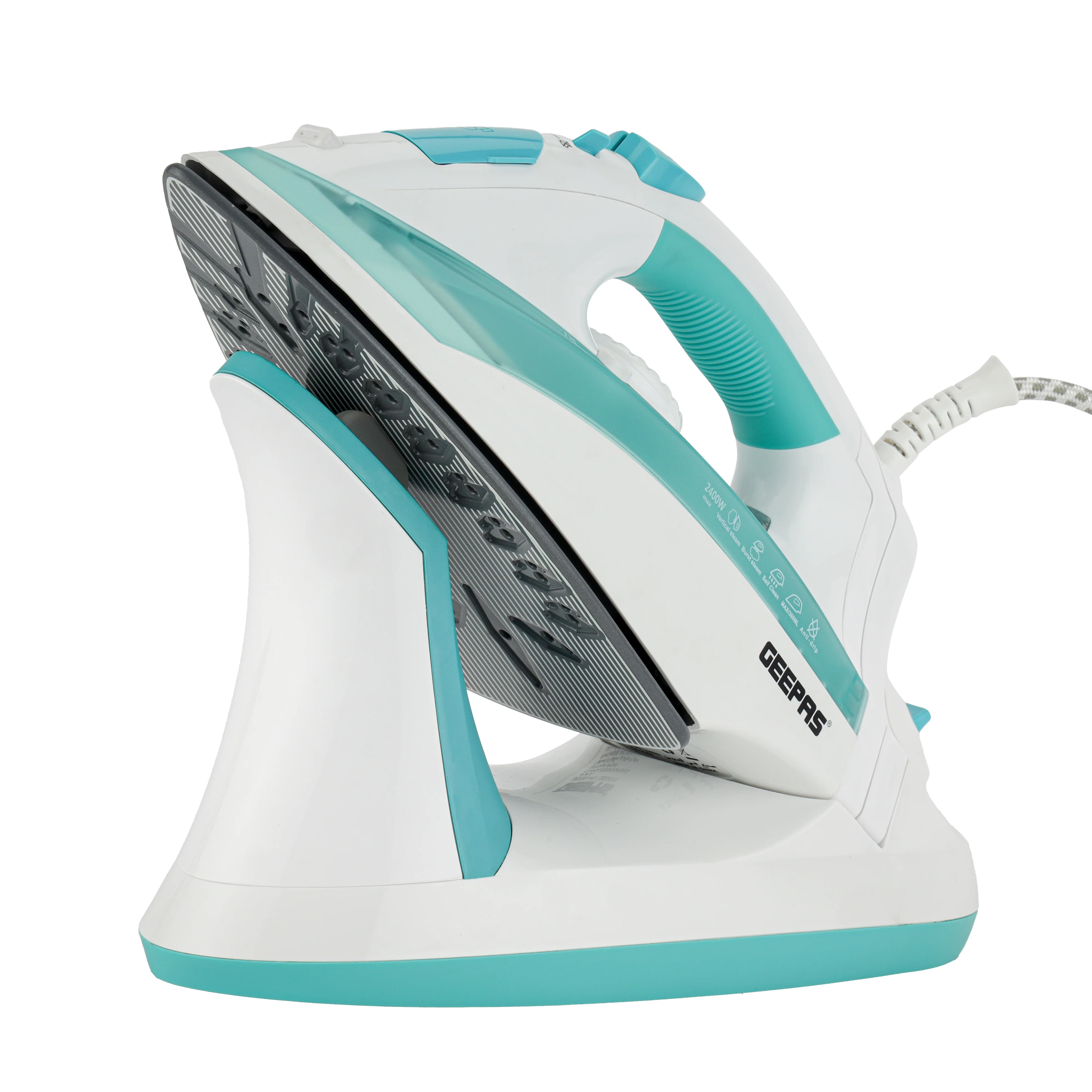 Geepas GSI24015 Cordless/Corded Steam Iron | 2400W Powerful Continuous Steam | Ceramic Soleplate | Self-Cleaning Function | Anti-Drip Protection  | 2 Years Warranty - Image 3