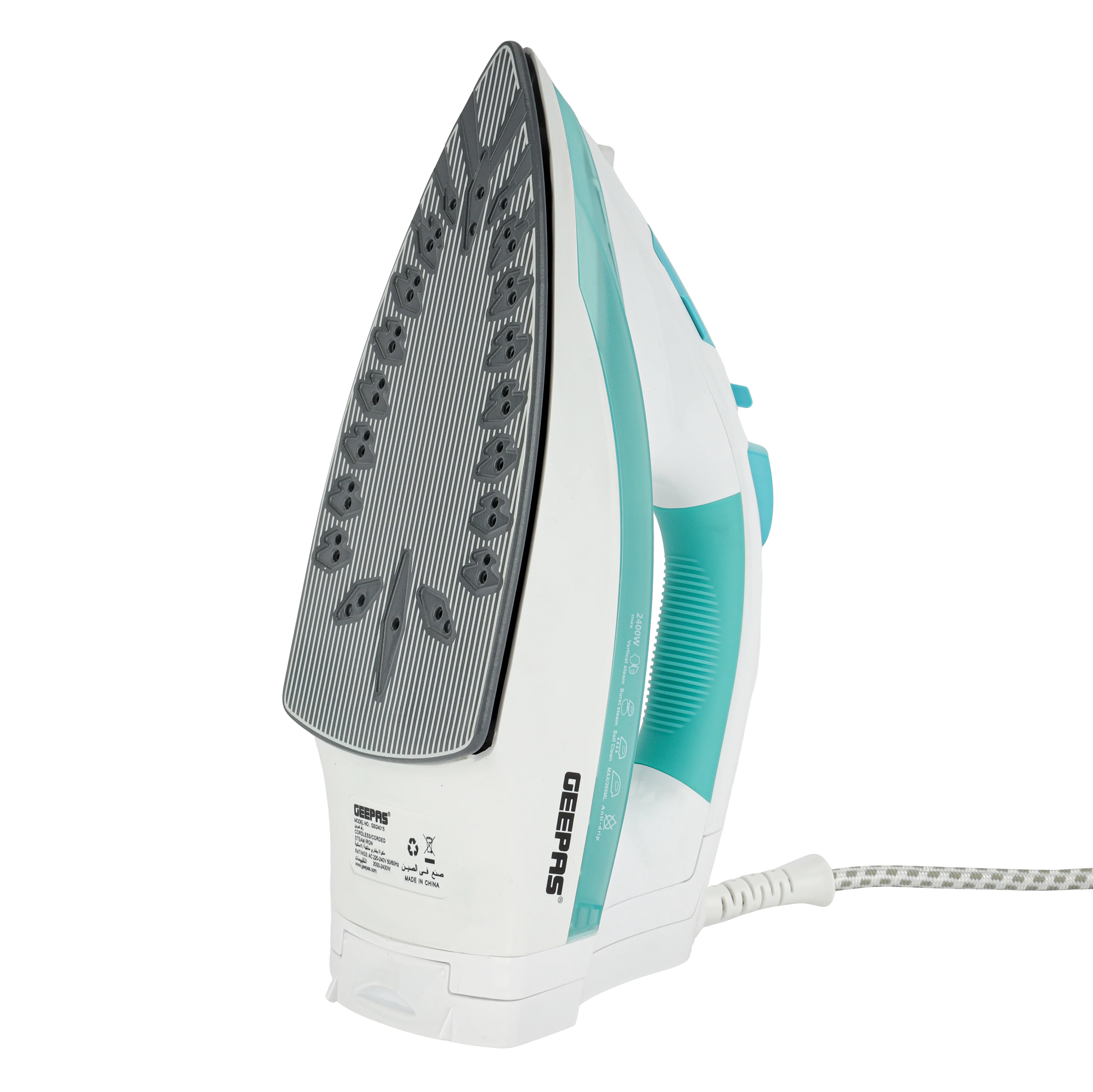 Geepas GSI24015 Cordless/Corded Steam Iron | 2400W Powerful Continuous Steam | Ceramic Soleplate | Self-Cleaning Function | Anti-Drip Protection  | 2 Years Warranty - Image 4