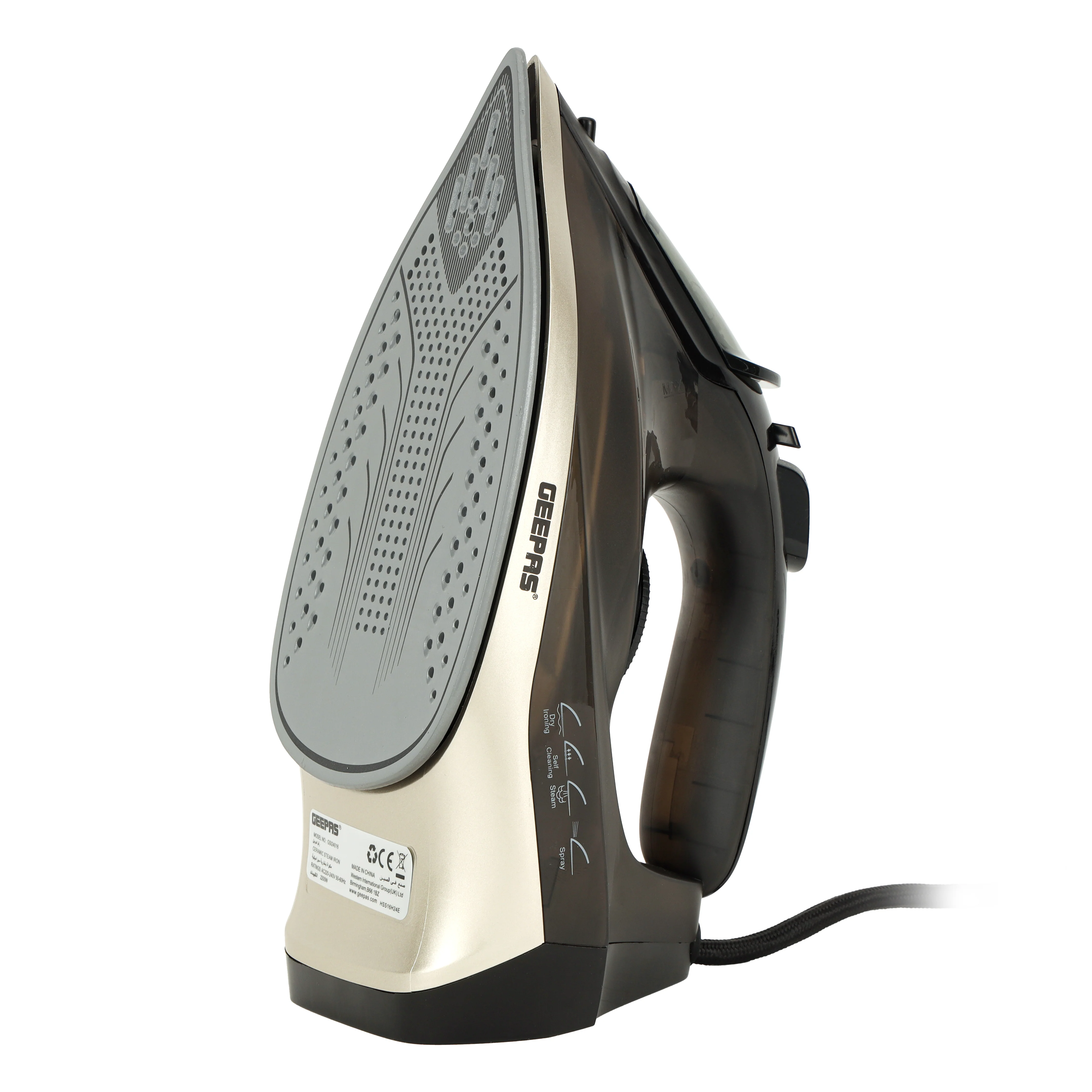 Geepas Ceramic Steam Iron GSI24016|2200W, Dry, Spray & Steam Functions, 200ml Tank, Self-Cleaning, Powerful Shots, Compact Handy Design, Ceramic Soleplate, 2Year Warranty - Image 3