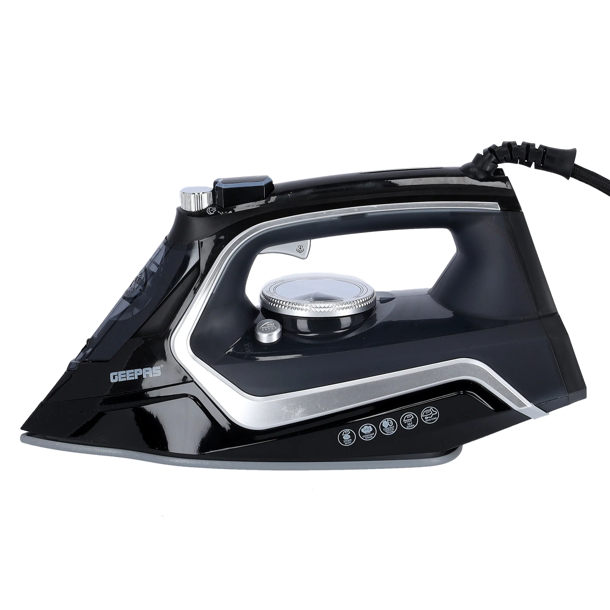 Geepas GSI24024 Ceramic Steam Iron | 2200W Powerful Performance | 260ml Tank | 360° Swivel Cord | 20g/min Steam Output | Self-Cleaning & Temperature Control Iron - Image 3