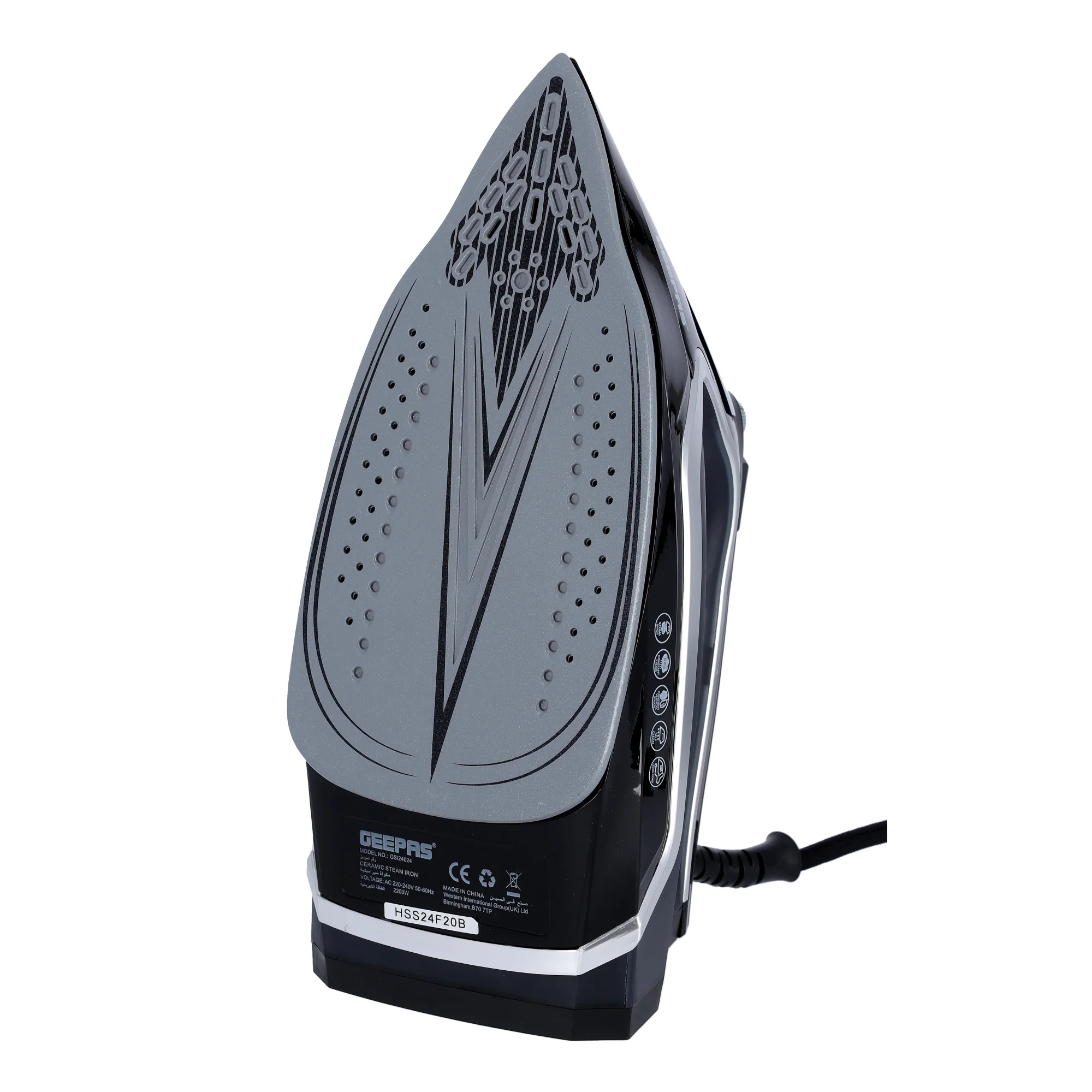 Geepas GSI24024 Ceramic Steam Iron | 2200W Powerful Performance | 260ml Tank | 360° Swivel Cord | 20g/min Steam Output | Self-Cleaning & Temperature Control Iron - Image 4