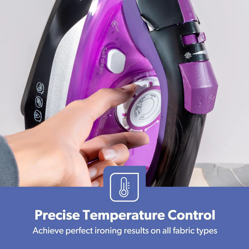 Geepas GSI24025 Ceramic Steam Iron | 3000W Powerful Iron with 480ml Water Tank | Adjustable Steam Control | Burst & Spray Function | Self-Cleaning | 2 Years Warranty - Image 3