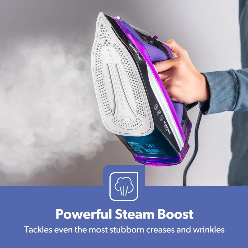 Geepas GSI24025 Ceramic Steam Iron | 3000W Powerful Iron with 480ml Water Tank | Adjustable Steam Control | Burst & Spray Function | Self-Cleaning | 2 Years Warranty - Image 4