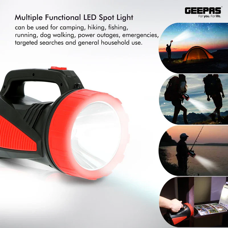 Geepas GSL5564 Rechargeable LED Search Light | Powerful 5W Mega Luminous LED| 4V6Ah Sealed Lead-Acid Battery| 16 Hours Runtime | Reliable Performance | 2 Years Warranty - Image 3