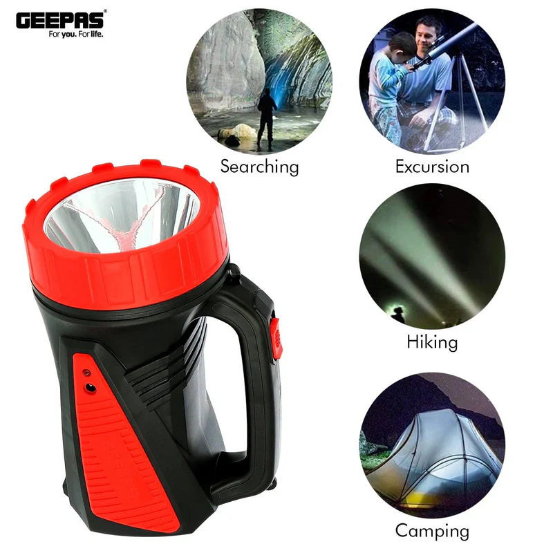 Geepas GSL5564 Rechargeable LED Search Light | Powerful 5W Mega Luminous LED| 4V6Ah Sealed Lead-Acid Battery| 16 Hours Runtime | Reliable Performance | 2 Years Warranty - Image 4