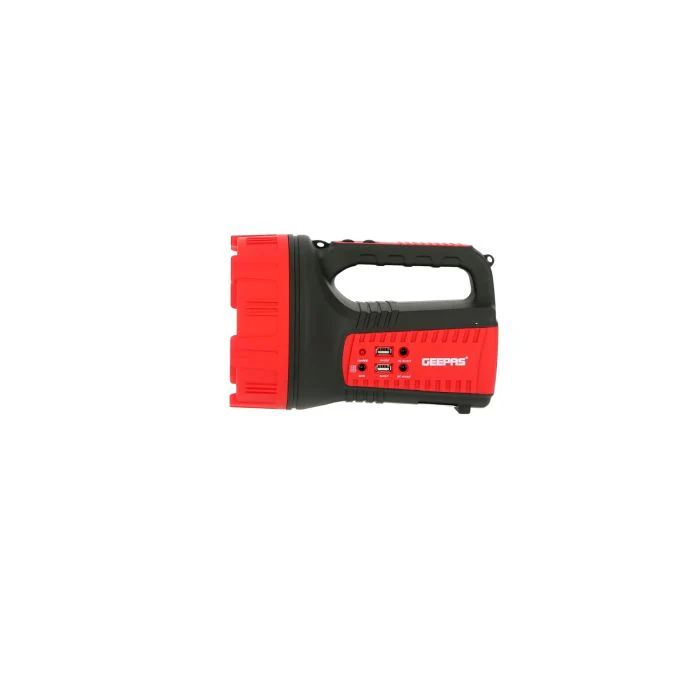 Geepas GSL5572 Rechargeable LED Search Light | 15W High Power LED| 6 LED Warning Lamps| 4V 6Ah Battery | Dual USB Charging Ports |  Long Runtime & Durable Design - Image 4